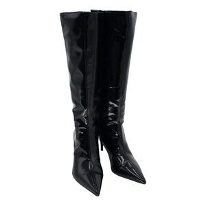 Arezzo Sasha Pointed Toe Stiletto Kitten Heel Boots Black Size 8